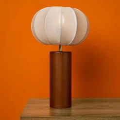 Lampe à poser en coton (H36 cm) Mira Bois foncé