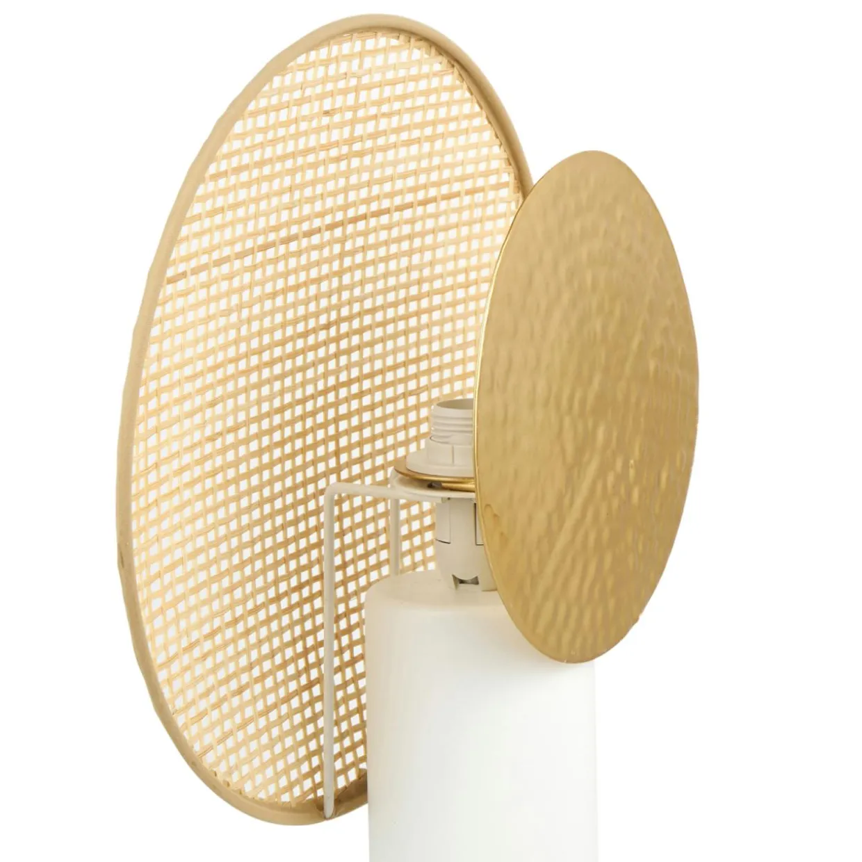 Lampe à poser métal et bambou (H32 cm) Olympe Beige et doré