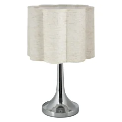Lampe à poser métal et lin (H33 cm) Tulipe Argent