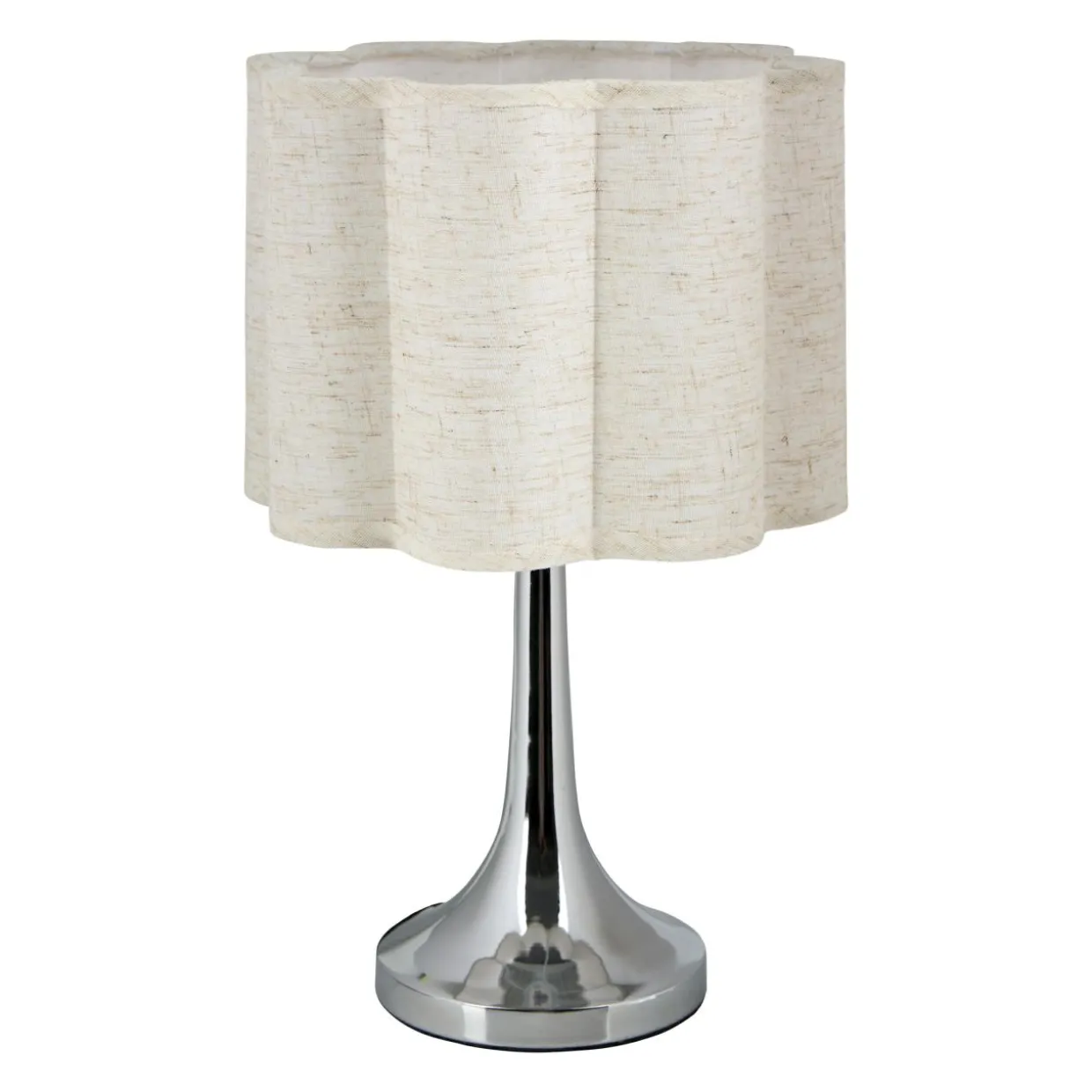 Lampe à poser métal et lin (H33 cm) Tulipe Argent