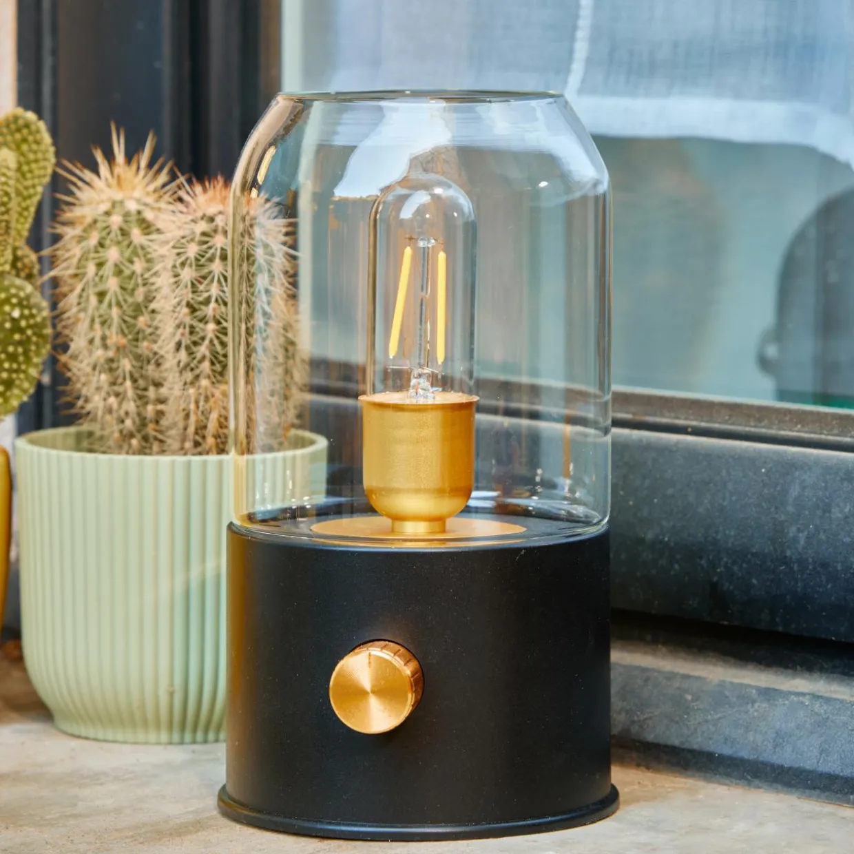 Lampe tempête sans fil rechargeable USB (H20 cm) Noir