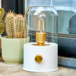 Lampe tempête sans fil rechargeable USB (H20 cm) Blanc