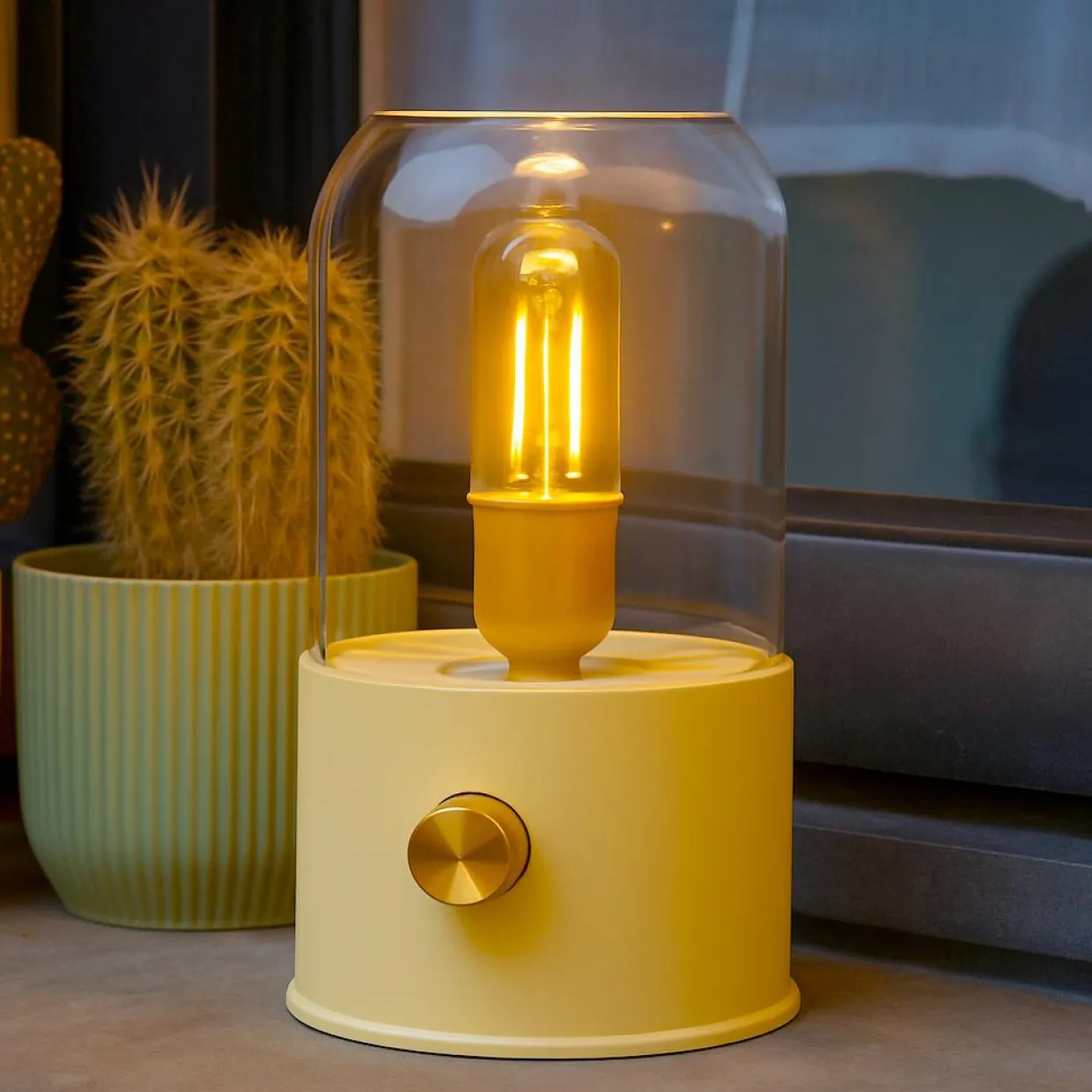 Lampe tempête sans fil rechargeable USB (H20 cm) Jaune