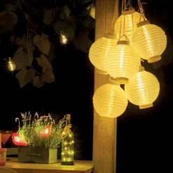 Lanterne chinoise solaire (D20 cm) Papier Blanc chaud