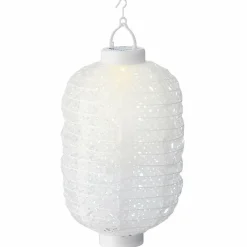 Lanterne chinoise solaire nylon LED (D20 cm) Ellipse Blanc chaud
