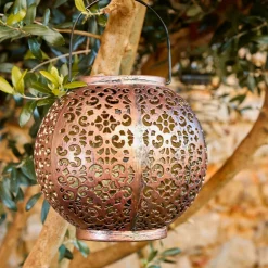 Lanterne de jardin solaire LED (H17 cm) Palazzo Brun rustique