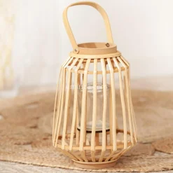 Lanterne en rotin (H35 cm) Naturalys Beige