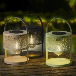 Lanterne solaire de table (H22,5 cm) à LED Vert clair