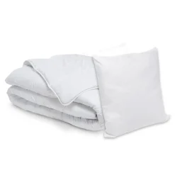 Lot Couette chaude anti-acariens (240 x 220 cm) + 2 Oreillers (60 x 60 cm) Comète Blanche