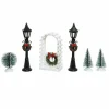 Lot d'accessoires lampadaires et décorations pour aménager un village
