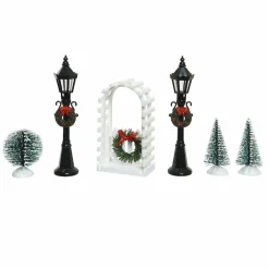 Lot d'accessoires lampadaires et décorations pour aménager un village