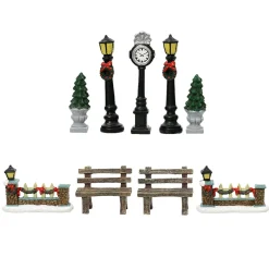 Lot de 9 accessoires (H12 cm) Aménagement urbain pour village