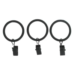 Lot de 8 anneaux à pinces tringle rideau (D20 mm) Jim Noir mat