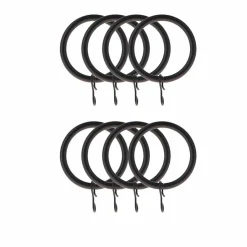 Lot de 8 anneaux tringle rideau (D28 mm) Lino Noir mat