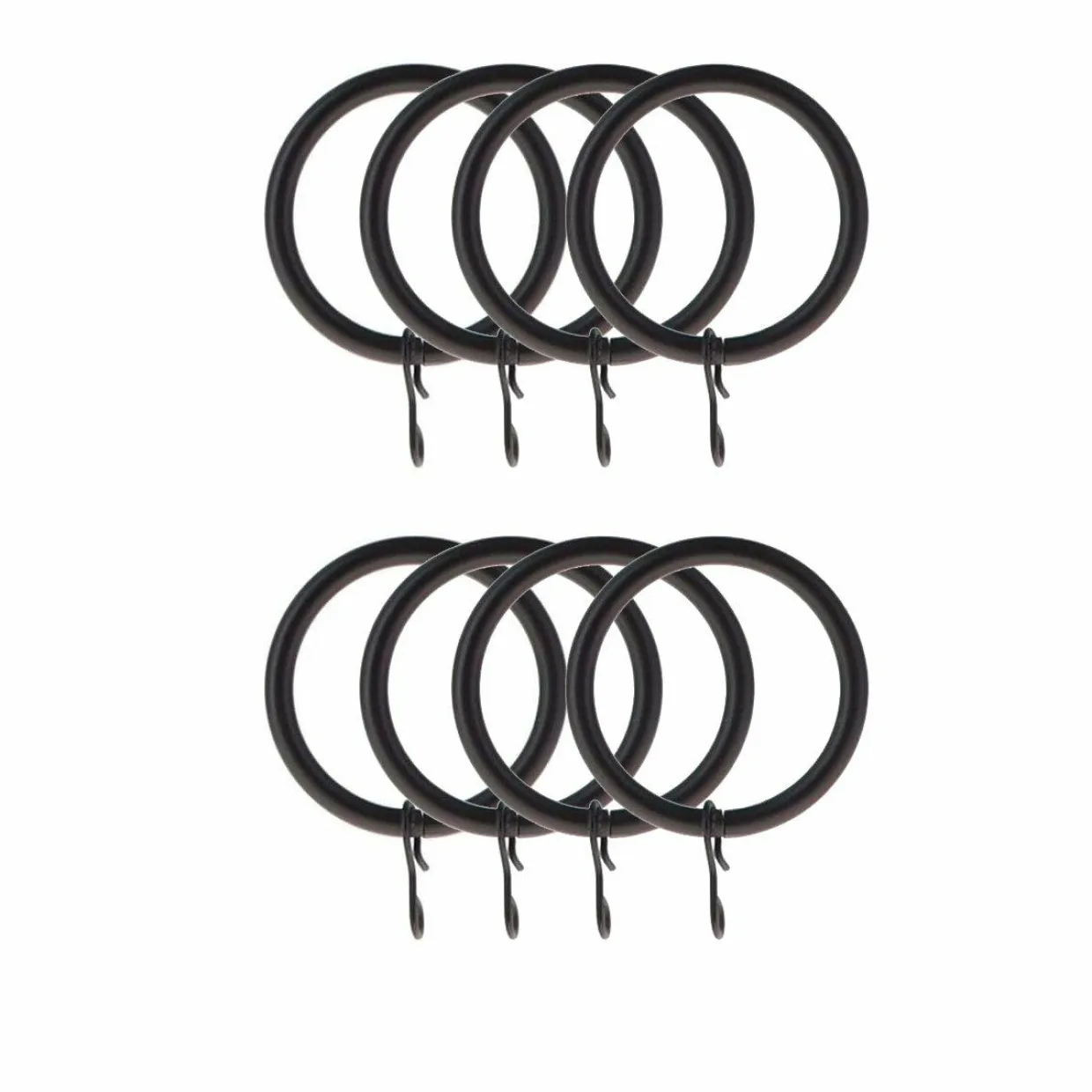 Lot de 8 anneaux tringle rideau (D28 mm) Lino Noir mat