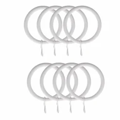 Lot de 8 anneaux tringle rideau (D28 mm) Lino Blanc mat