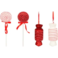 Lot de 8 bonbons Géants (H21 cm) Sucreries festives Rouge et Blanc