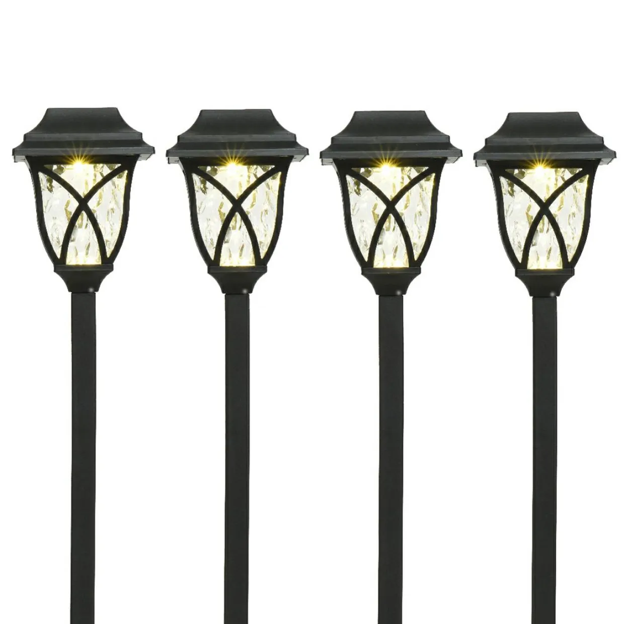 Lot de 4 bornes de jardin solaire LED (H33 cm) Botany Noir