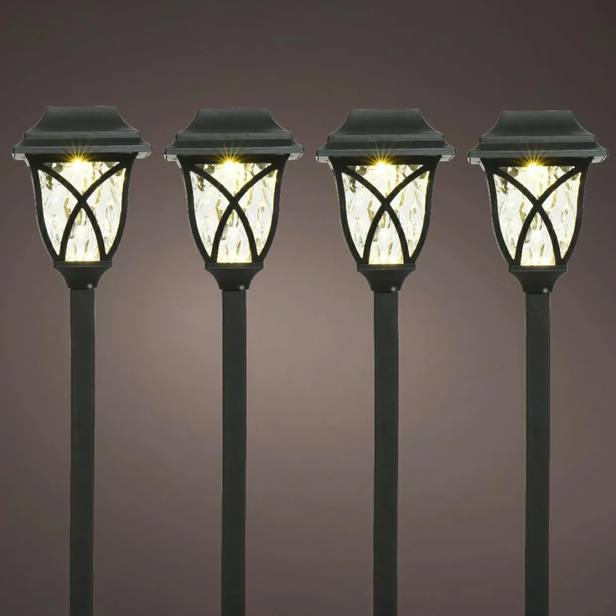Lot de 4 bornes de jardin solaire LED (H33 cm) Botany Noir