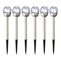 Lot de 6 bornes de jardin solaires (H24,5 cm) Verre craquelé Multicolore