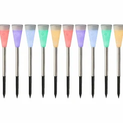 Lot de 10 bornes de jardin solaires (H26 cm) Marly Multicolore