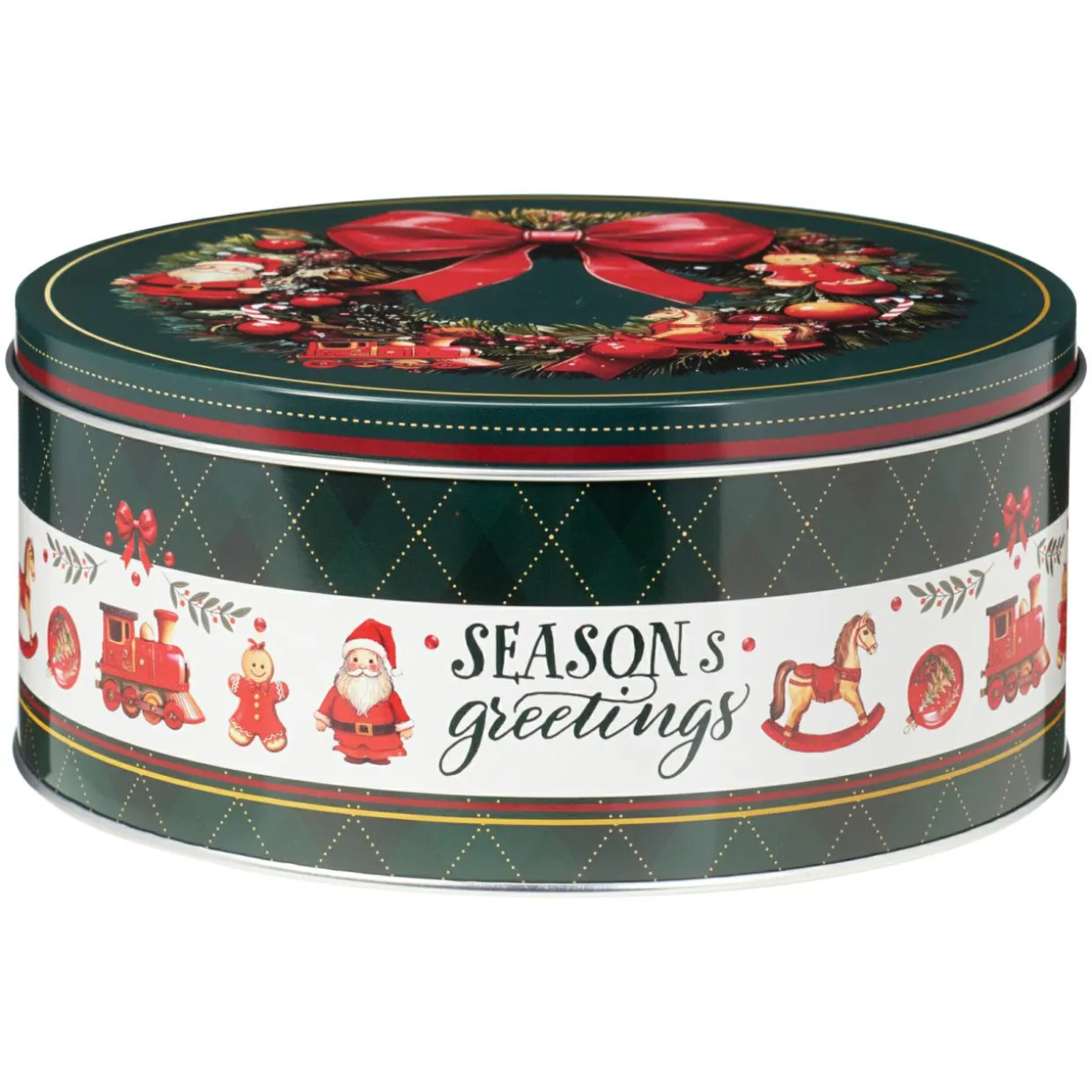 Lot de 3 boîtes de rangement en métal rondes Mon beau Noël