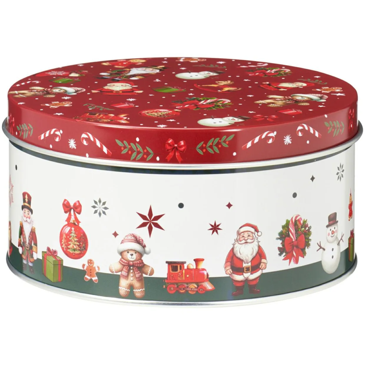 Lot de 3 boîtes de rangement en métal rondes Mon beau Noël