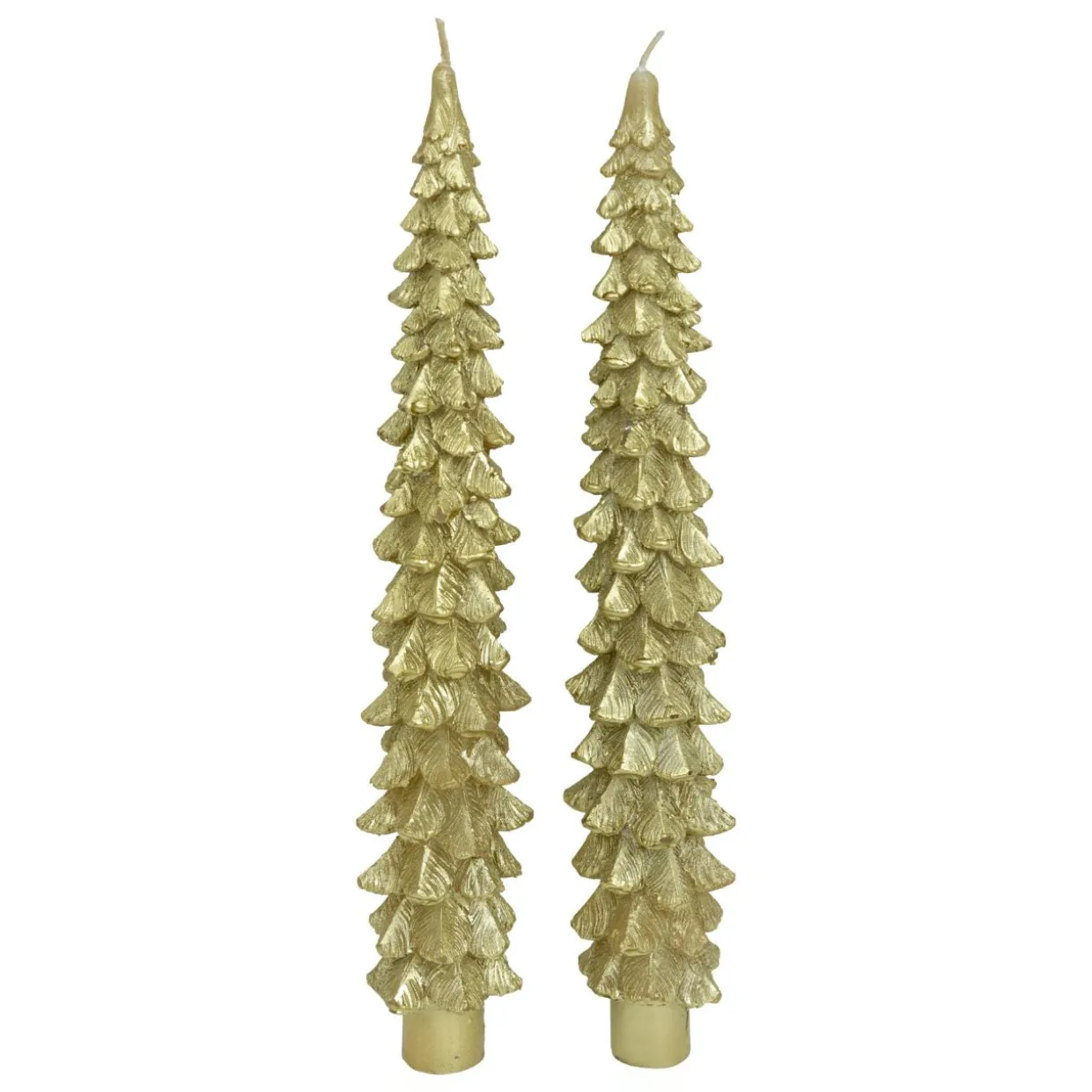 Lot de 2 bougies bâton en cire (H25 cm) Sapin Doré