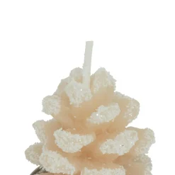 Lot de 4 bougies chauffe-plats Pomme de pain enneigée Beige
