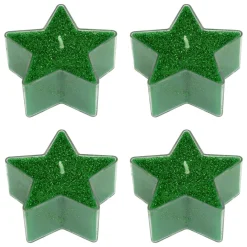 Lot de 4 bougies chauffe-plat Étoiles Vert pailleté