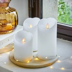 Lot de 3 bougies LED vacillantes (D7,5 cm) Cire naturelle Blanc