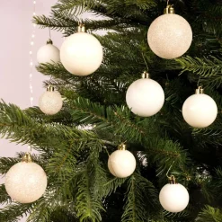 Lot de 30 boules de Noël assorties Alpine Blanc laine