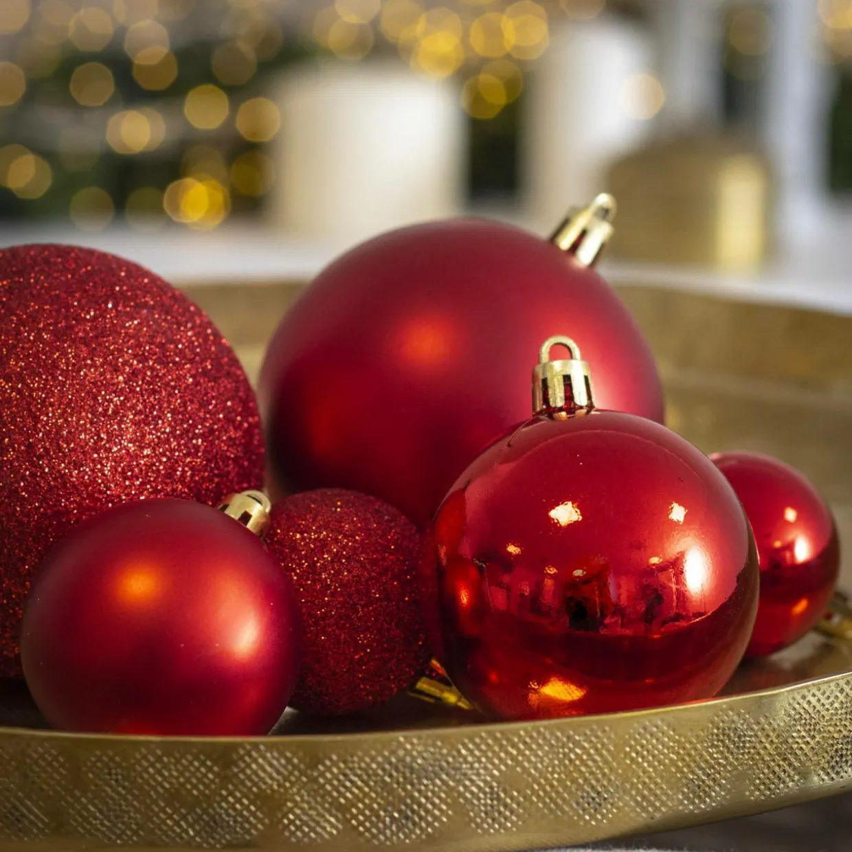 Lot de 30 boules de Noël assorties New Alpine Rouge