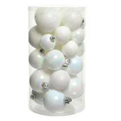 Lot de 30 boules de Noël assorties Alpine Blanc irisé