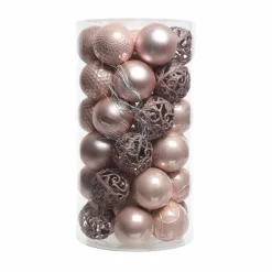 Lot de 37 boules de Noël (D60 mm) Alpine Mix Rose poudré