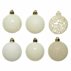 Lot de 37 boules de Noël (D60 mm) Alpine mix Blanc laine