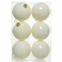 Lot de 6 boules de Noël (D80 mm) Alpine Blanc laine
