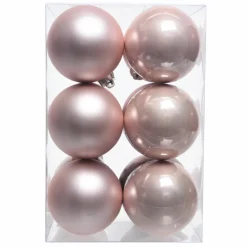 Lot de 12 boules de Noël (D60 mm) Alpine Rose poudré