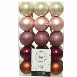 Lot de 30 boules de Noël (D60 mm) Alpine multi Vieux rose