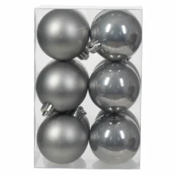 Lot de 12 boules de Noël (D60 mm) Alpine Gris marbre