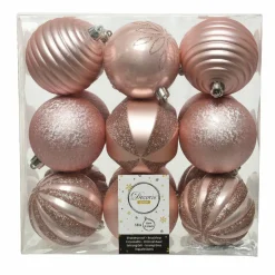 Lot de 18 boules de Noël (D80 mm) Anaelle Rose poudré