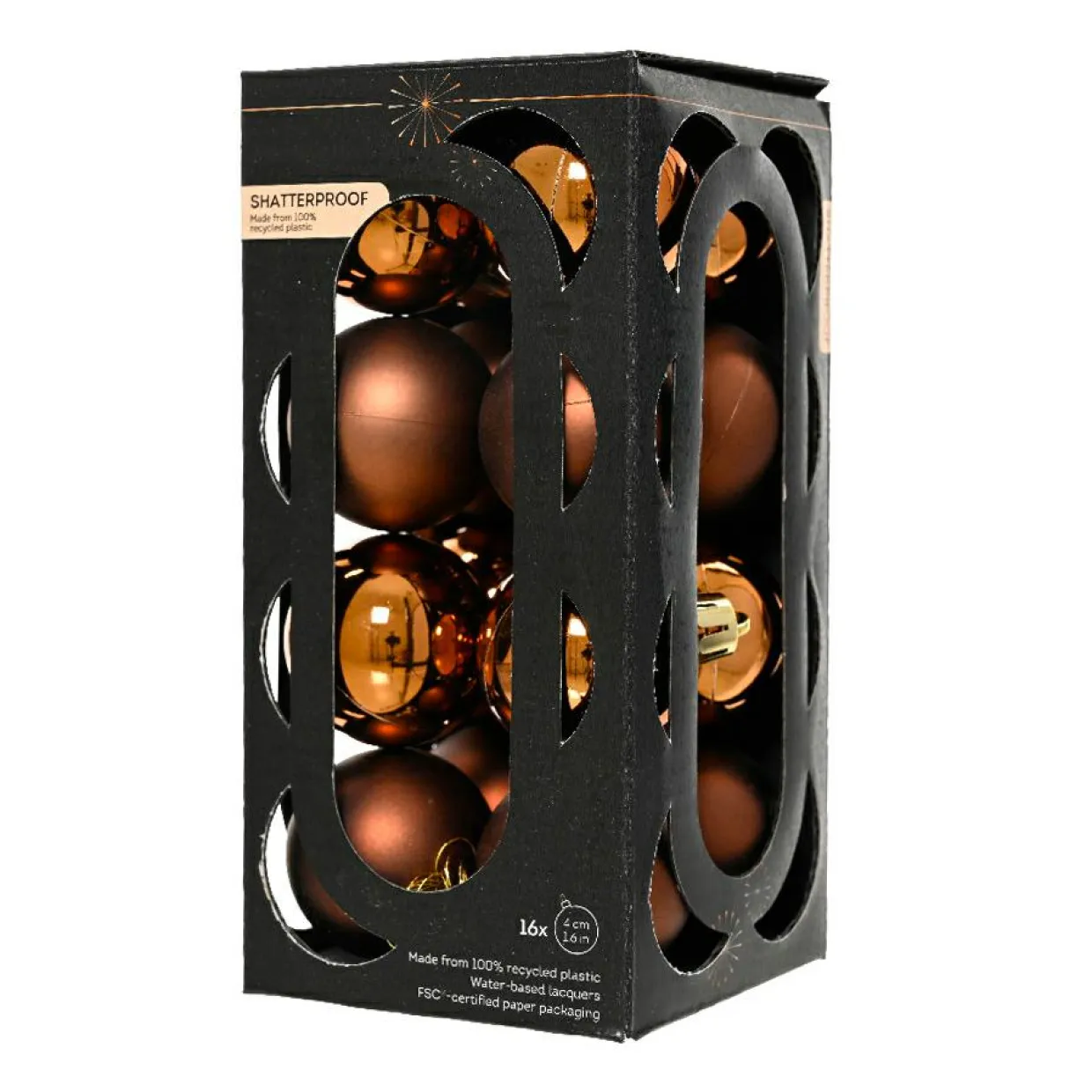 Lot de 16 boules de Noël (D40 mm) Aravis Brun café