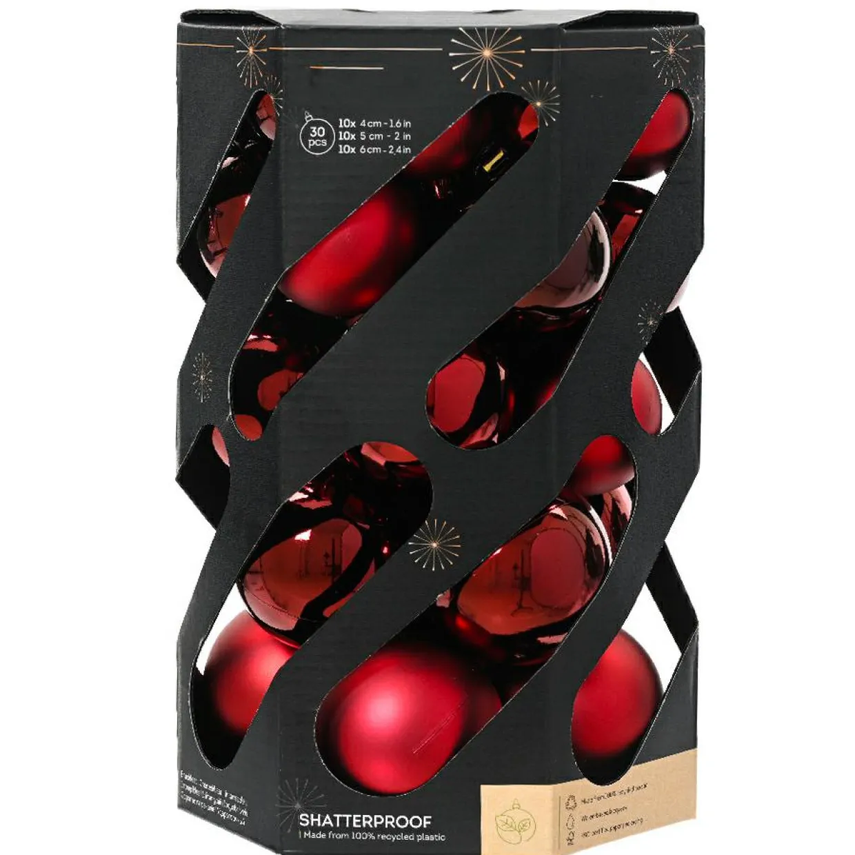 Lot de 30 boules de Noël (D60 mm) Aravis Bordeaux