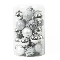 Lot de 35 boules de Noël (D60 mm) Aravis Argent