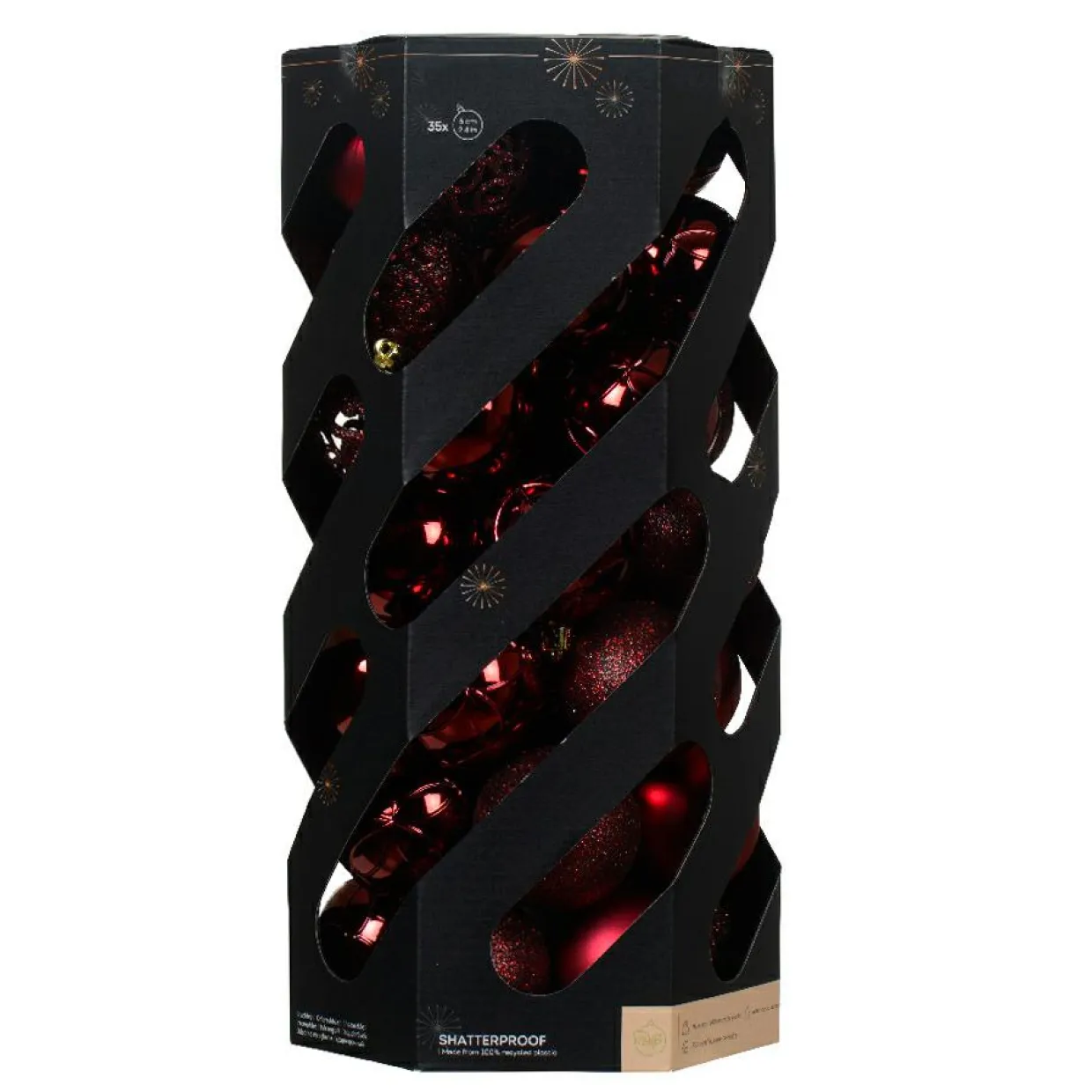 Lot de 35 boules de Noël (D60 mm) Aravis mix Bordeaux