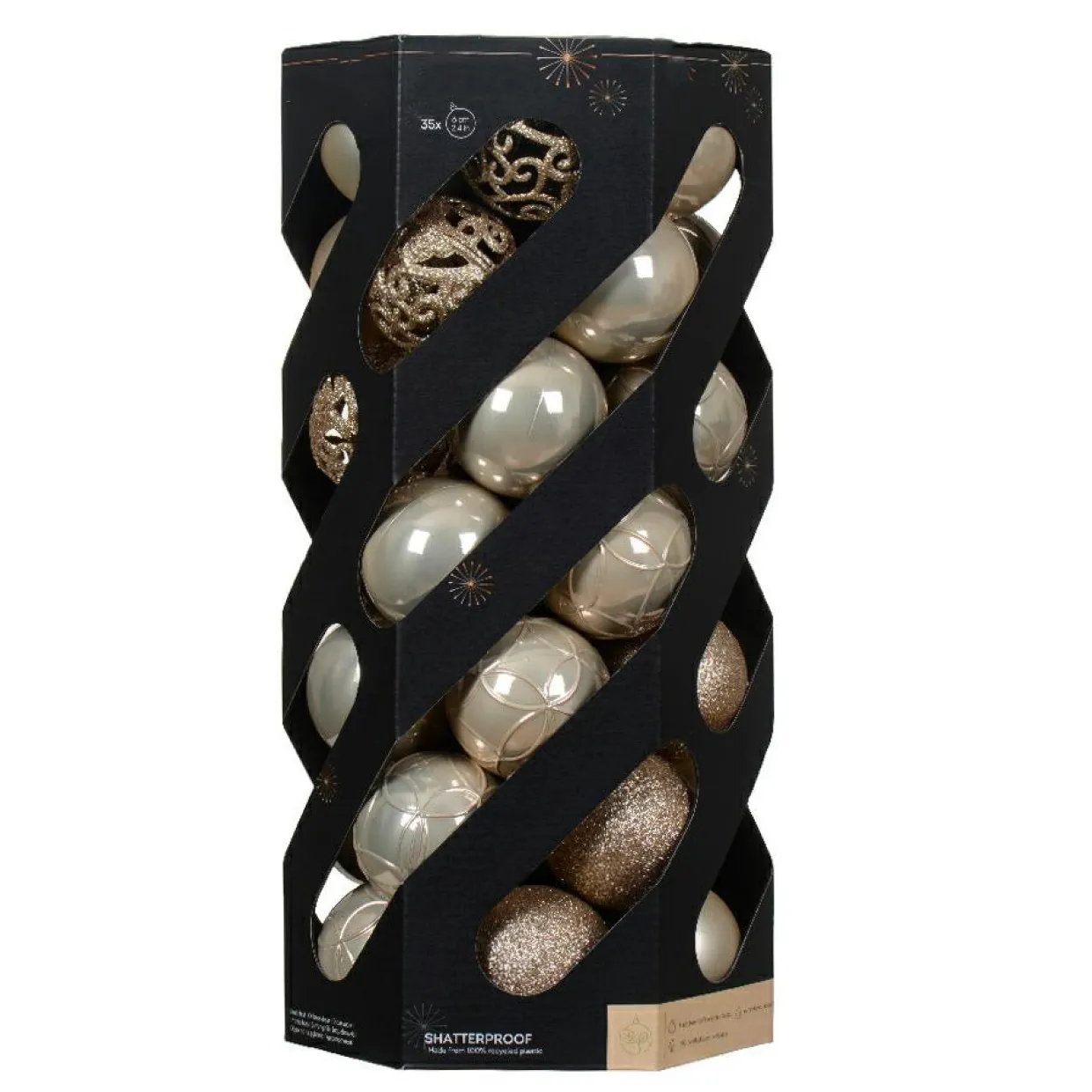 Lot de 35 boules de Noël (D60 mm) Aravis mix Perle