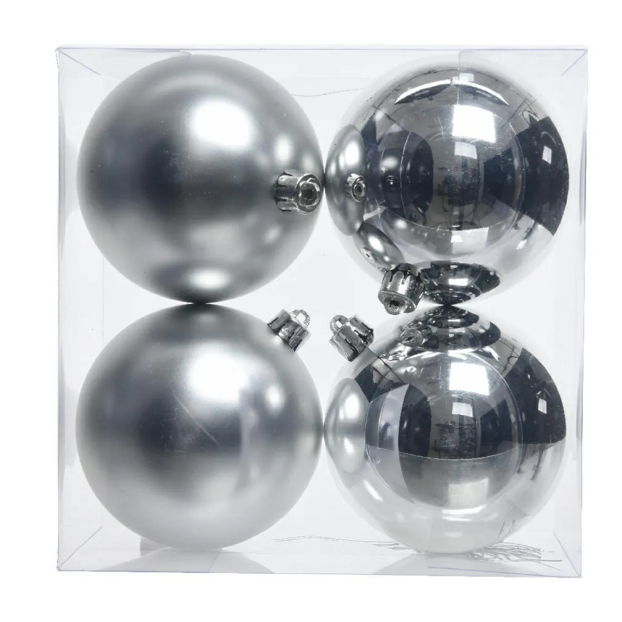 Lot de 4 boules de Noël (D100 mm) Aravis Argent