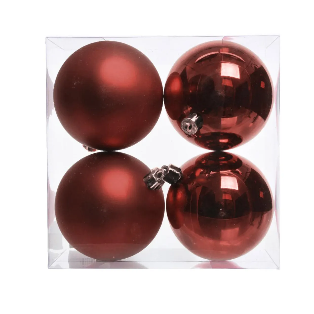Lot de 4 boules de Noël (D100 mm) Aravis Bordeaux