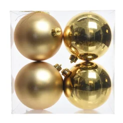 Lot de 4 boules de Noël (D100 mm) Aravis Or