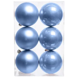 Lot de 6 boules de Noël (D80 mm) Aravis Bleu ciel